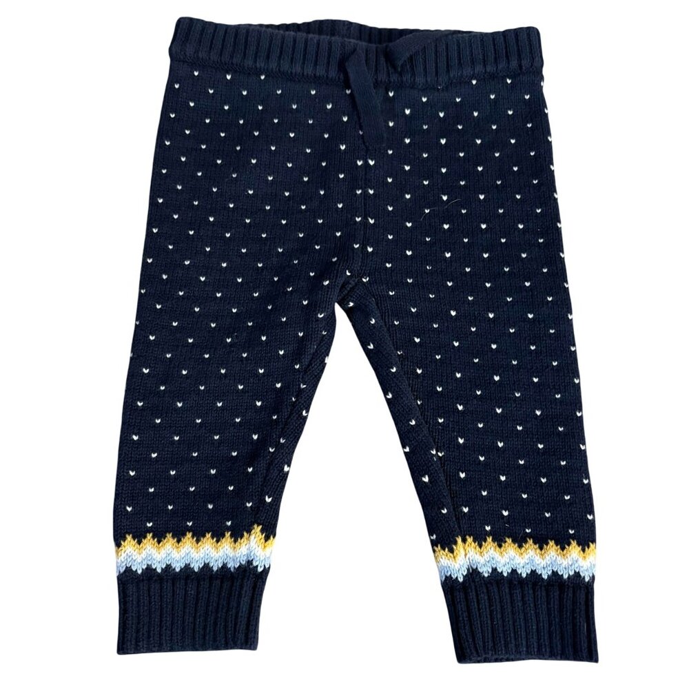 Janie And Jack Baby Knit Blue Polka Dot Pants 6-12 Months Cotton Blend